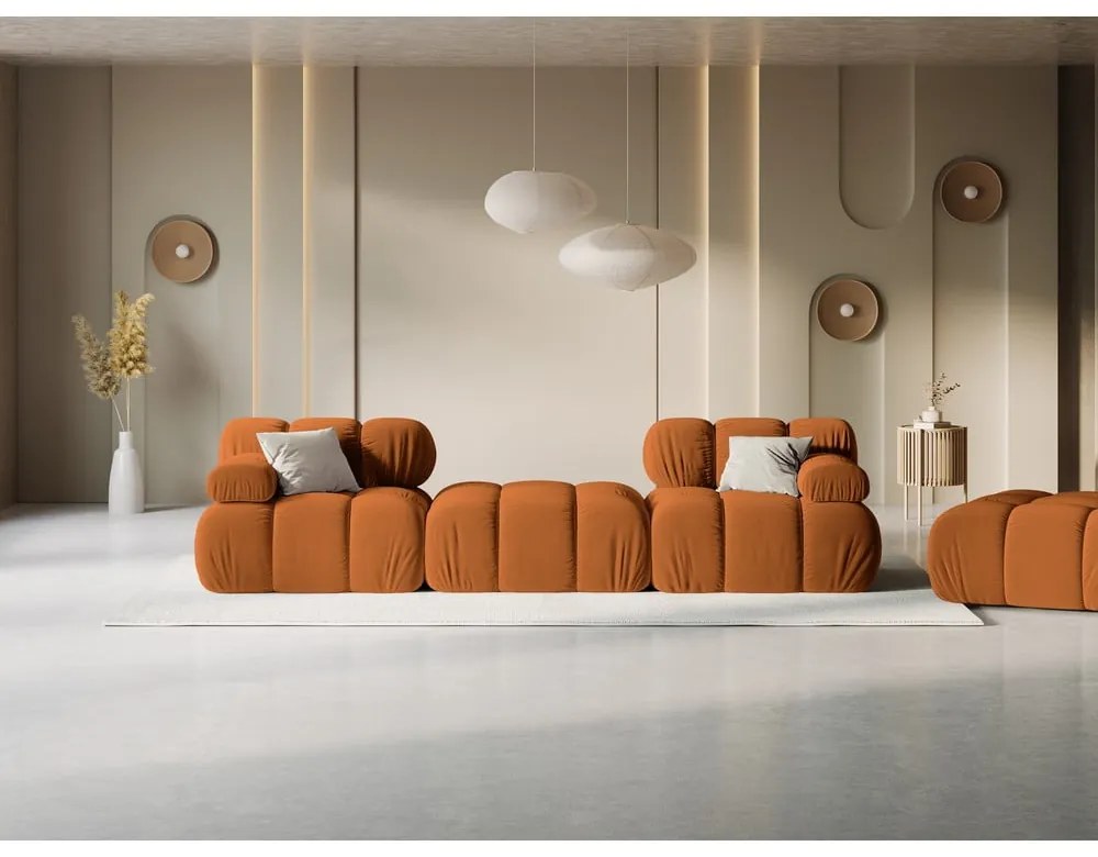Pomarańczowy aksamitny narożnik Bellis – Micadoni Home