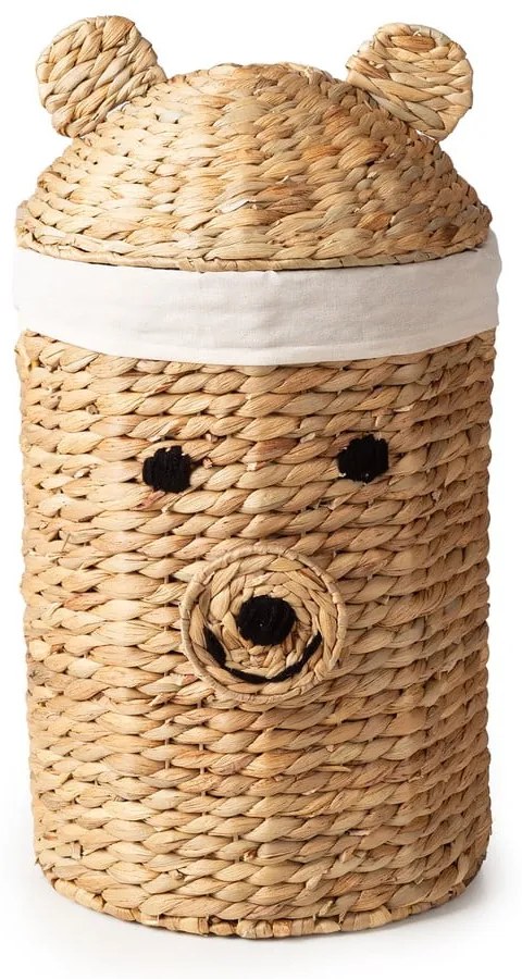 Dziecięcy kosz na zabawki z hiacyntu wodnego w naturalnym kolorze ø 30x56 cm Bear – Compactor