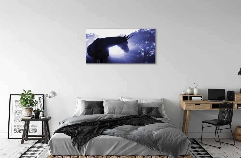 Obraz drukowany na płótnie Las i Jednorożec