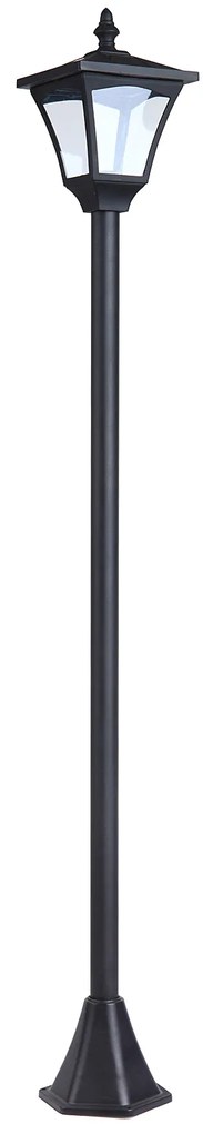 Outsunny Solarna Latarnia Ogrodowa LED Oświetlenie Chodnikowe 10 Lumenów Czarna 15x15x120cm | Aosom PL