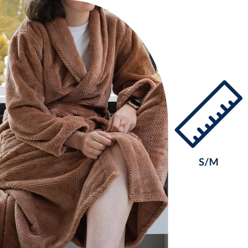 Brązowy szlafrok z mikropluszu w rozmiarze S/M Pippa – Tiseco Home Studio