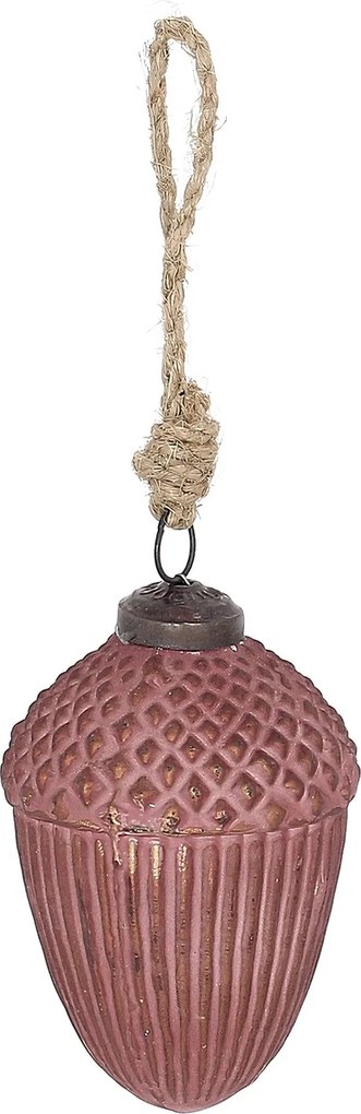 Bombka szklana Acorn Burgundy 7x10 cm