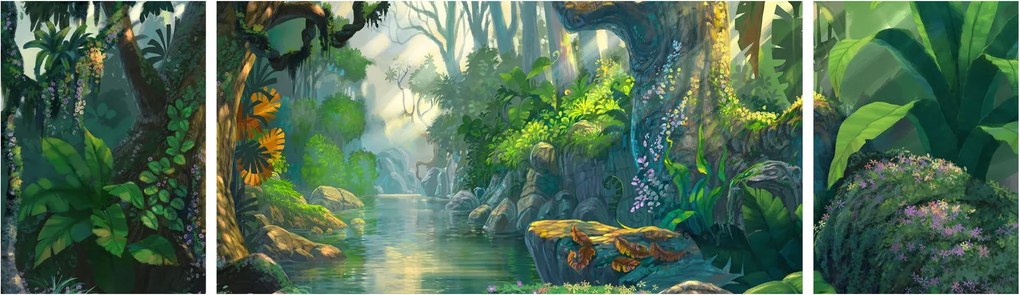 Obraz - Ilustracja lasu tropikalnego (170x50 cm)