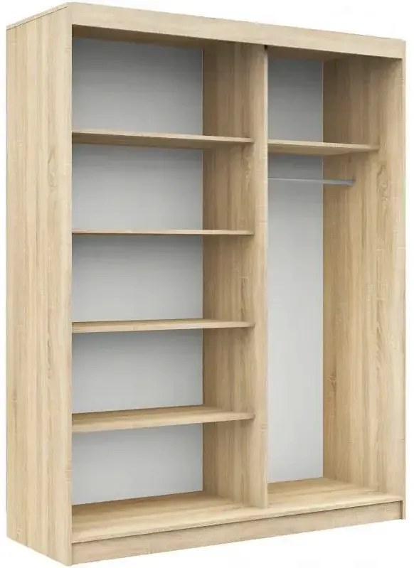 Skandynawska szafa z lustrem dąb sonoma + biały R0-D96