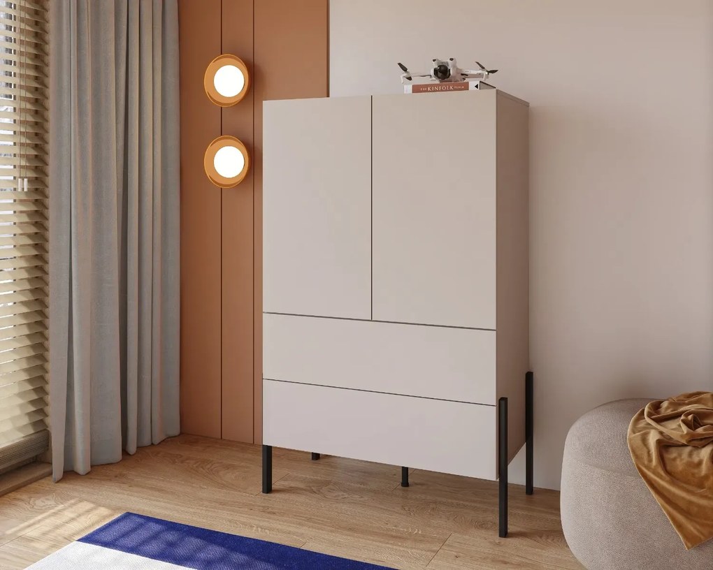Komoda wysoka JUKON 2D2S 90cm kaszmirowa HELVETIA