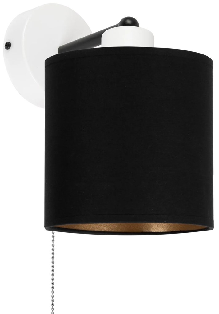 Biały kinkiet LED z włącznikiem z czarnym abażurem SHWD-C-1010WE-SC je