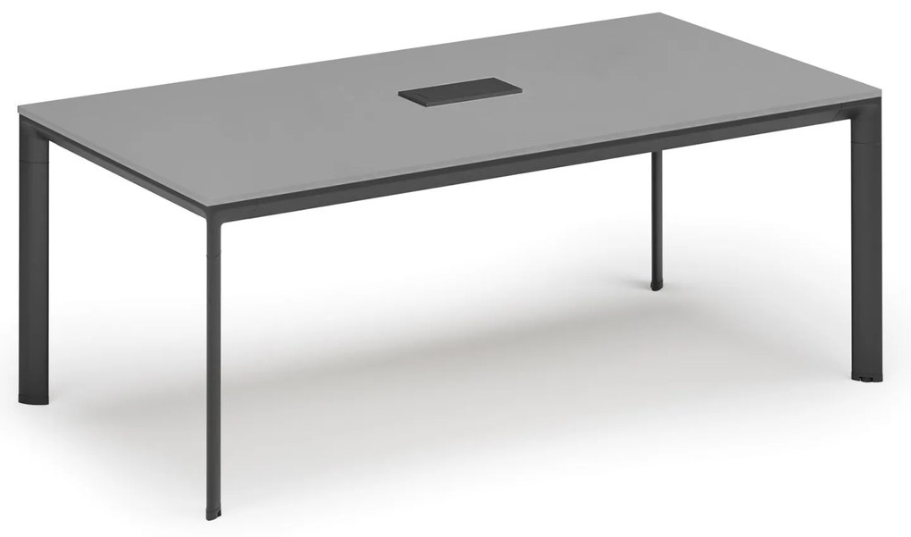 Stół konferencyjny PRIMO INVITATION, 240x120 cm, szary + port blatowy TYP I, czarny
