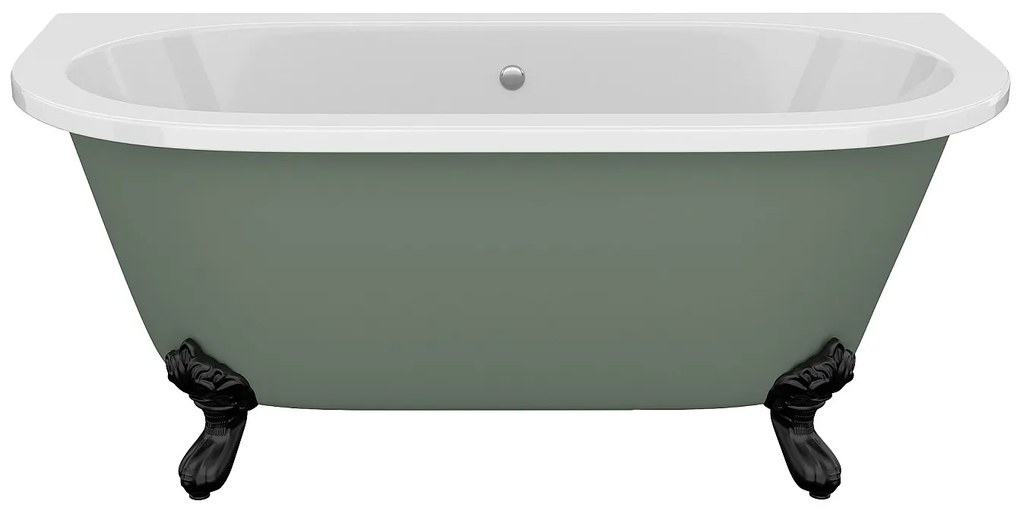 Wanna wolnostojąca przyścienna retro na nóżkach - 154 l - 150 x 74 x 61 cm - Zielony mat - Akryl - SPARUS