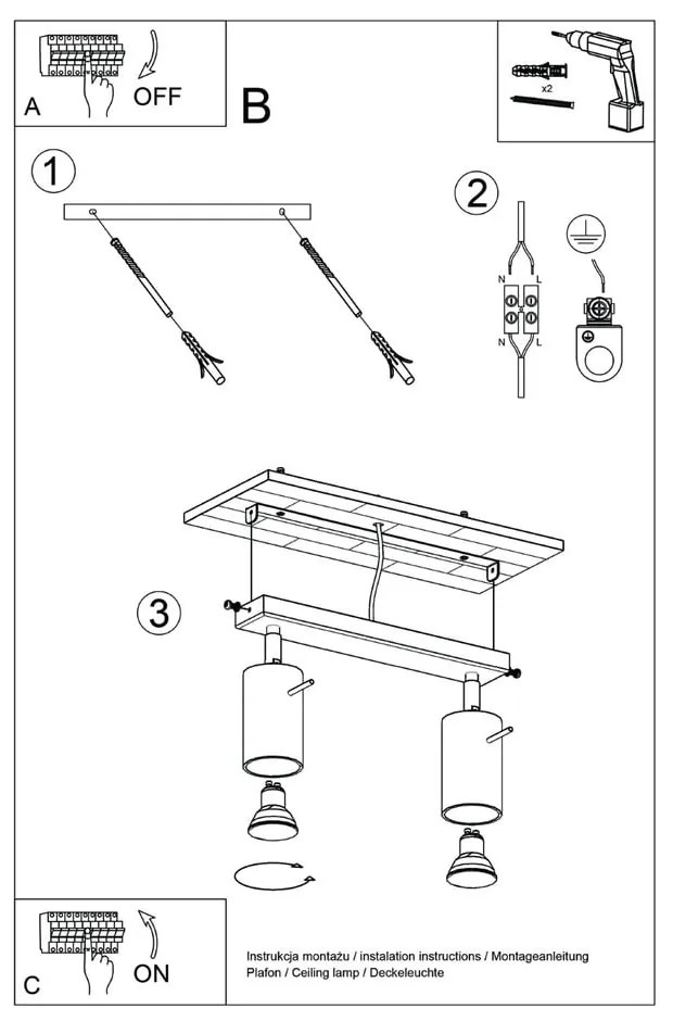 Zielona lampa punktowa 6x30 cm Etna – Sollux