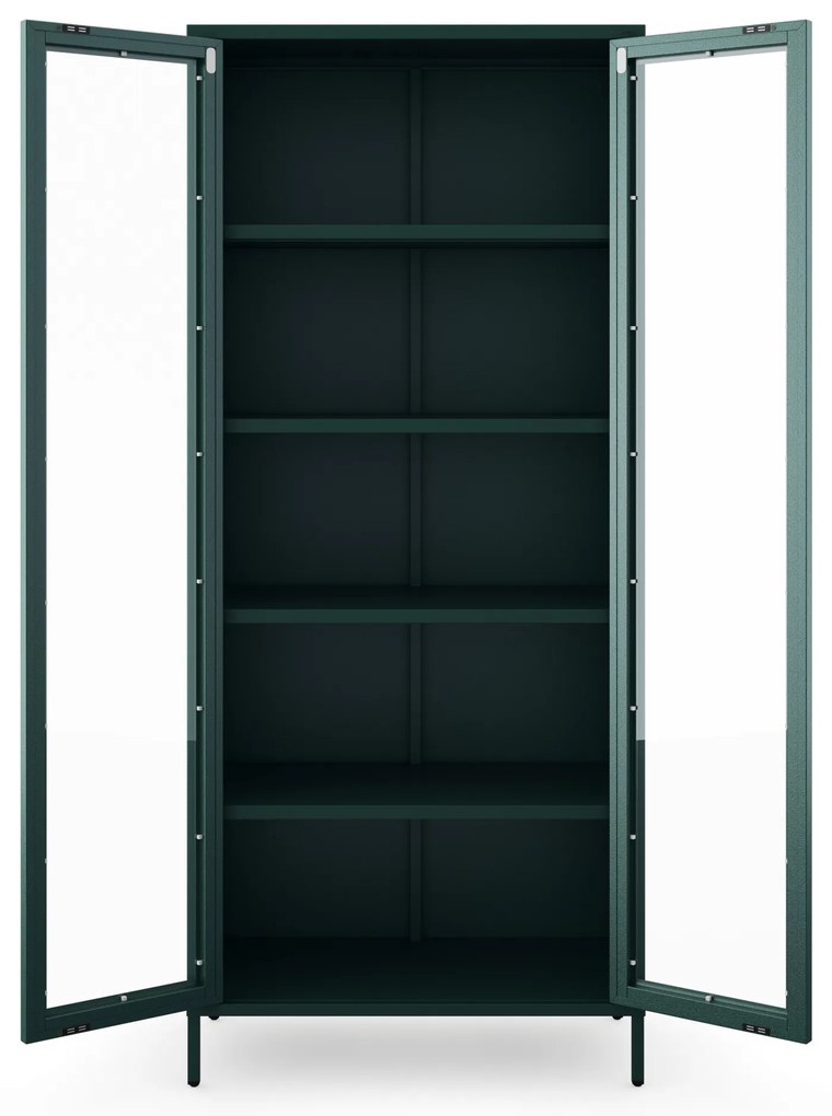 Witryna szklana do salonu butelkowa zieleń Modern ANGELO 800 x 1850 x 450 mm