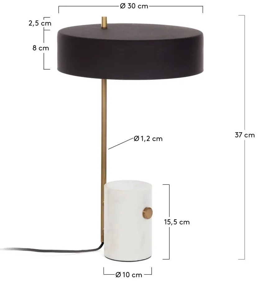 Biało-czarna lampa stołowa z metalowym kloszem (wys. 53 cm) Phant – Kave Home