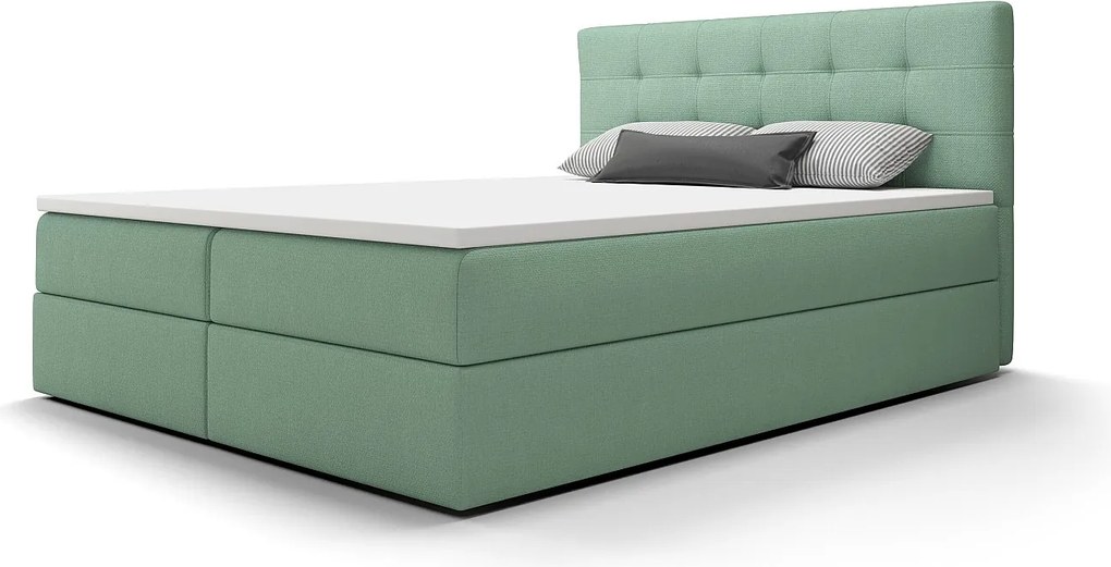 BEDANTE Łóżko kontynentalne Fado 2 140x200 Cosmic 16, jasnozielony, pojemnik na pościel