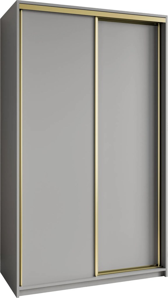 Szafa Przesuwna NISSE 120 cm Szafa Dwudrzwiowa z Szufladami Grafit / Złote Profile