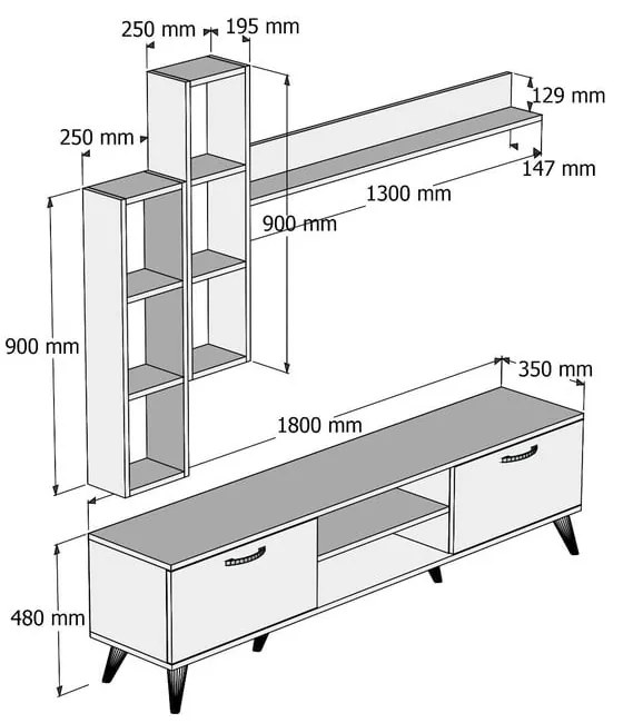 Zestaw pod TV w dekorze sosny 180x48 cm Veronica – Kalune Design