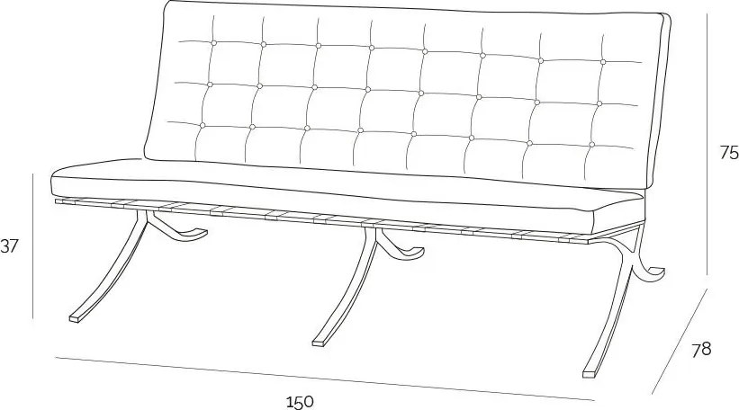 Sofa dwuosobowa BA2 insp. Barcelona ekoskóra