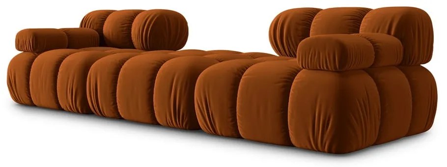 Pomarańczowy aksamitny narożnik Bellis – Micadoni Home