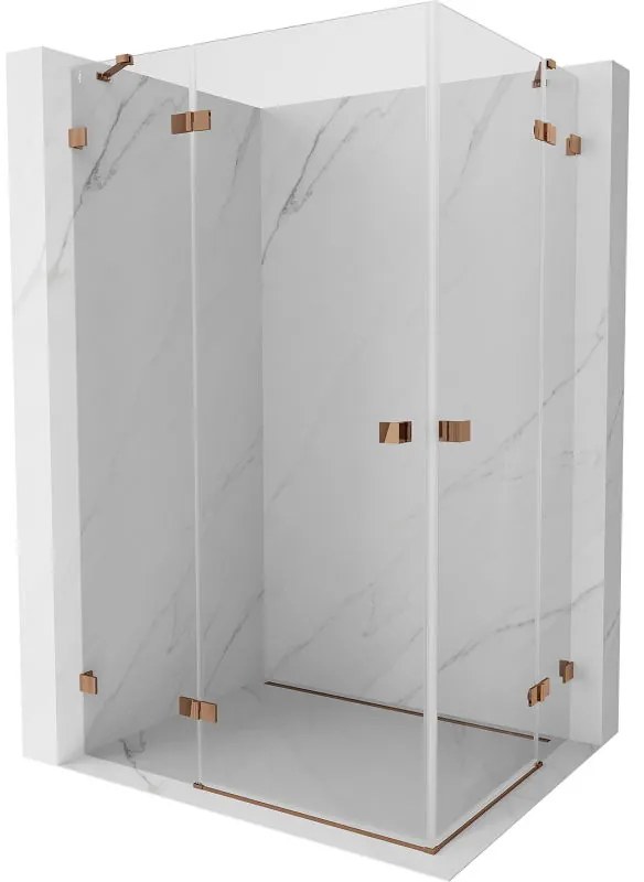 Mexen Lunar Duo kabina prysznicowa uchylna lewa 85 x 75 cm, transparent, różowe złoto - 834-085L-075P-60-00