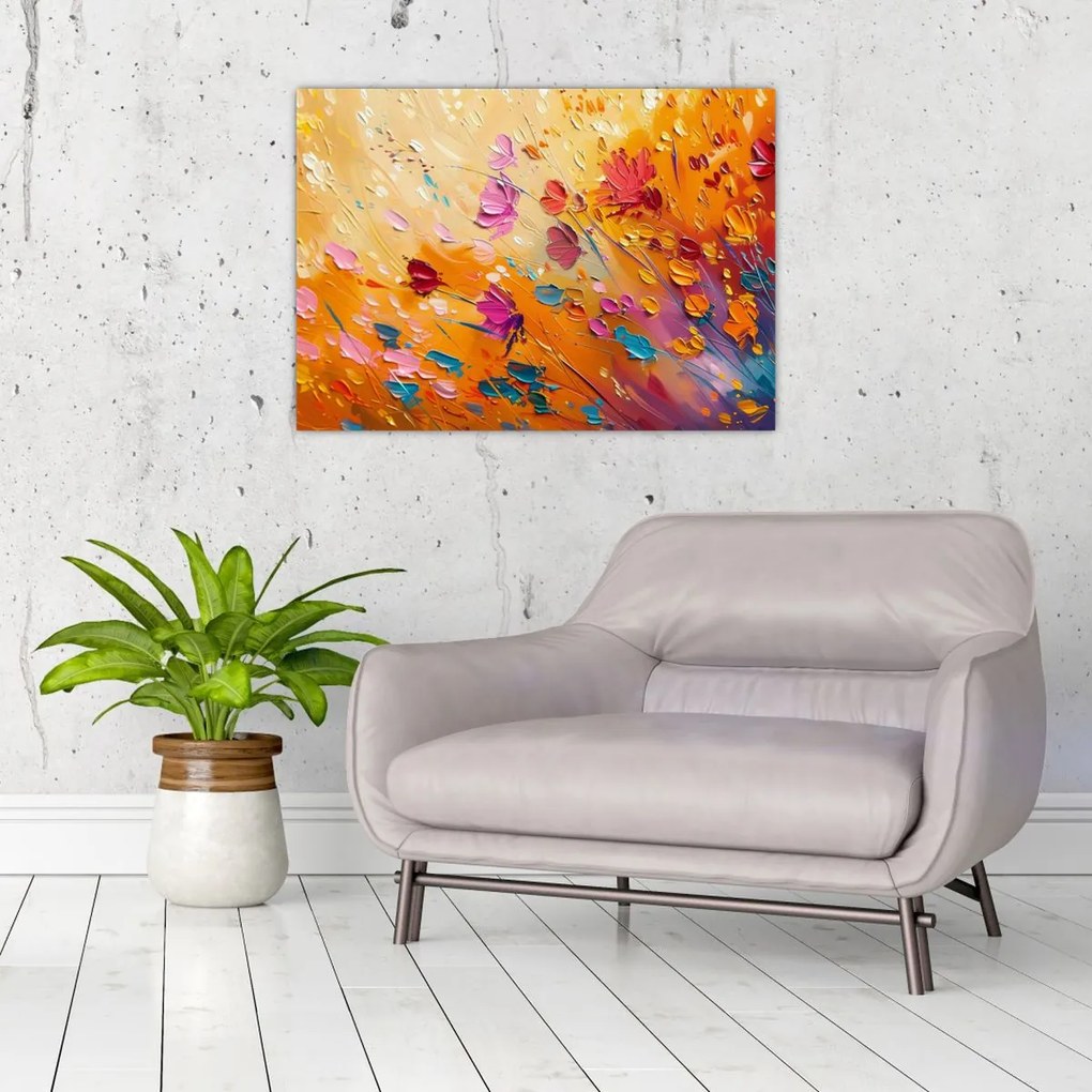 Obraz - Malowanie kolorowych kwiatów (70x50 cm)
