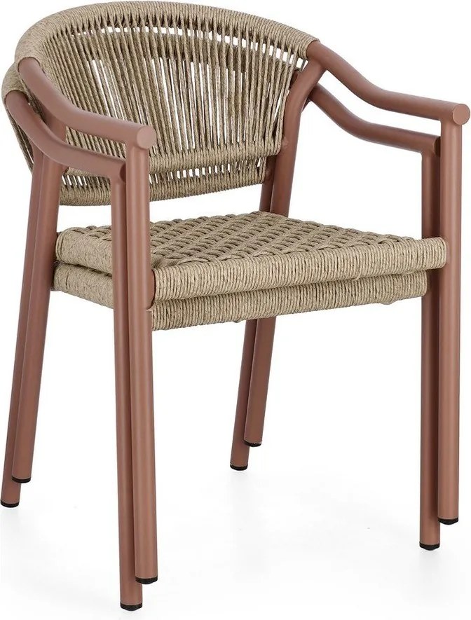 Czerwono-naturalne metalowe krzesło ogrodowe Canarias – Bizzotto