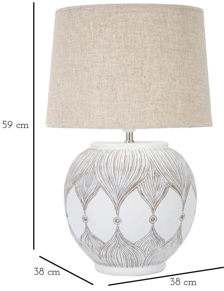 Biało-beżowa lampa stołowa z tekstylnym kloszem (wys. 59 cm) Atene – Mauro Ferretti