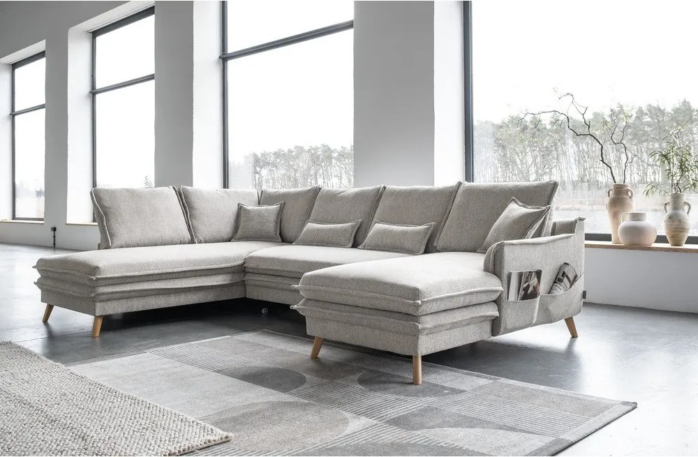 Beżowy rozkładany narożnik (lewostronny/w kształcie litery U) Charming Charlie – Miuform