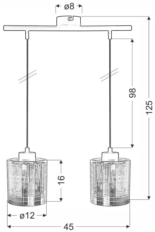 Złota szklana podwójna lampa wisząca - D265 B8-G44