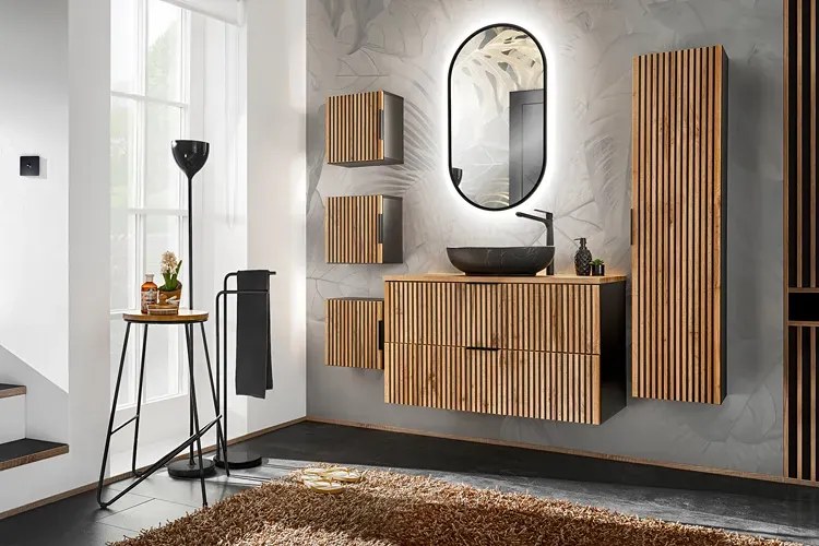 Szafka umywalkowa z lamelowym frontem 100 cm H9-F66
