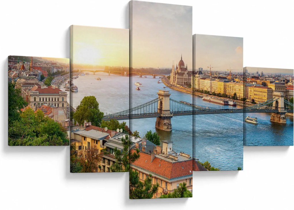 Obraz miasta Budapeszt z rzeką (125x70 cm)
