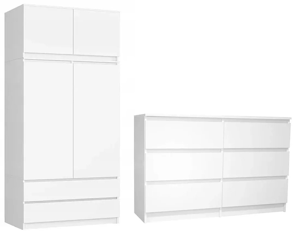 Komplet białych mebli do pokoju komoda i szafa R4-M43