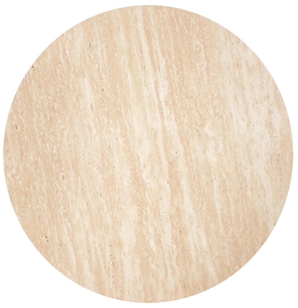 Zestaw 2 okrągłych ław MDF trawertyn/biały 53/45 43/35 OREO