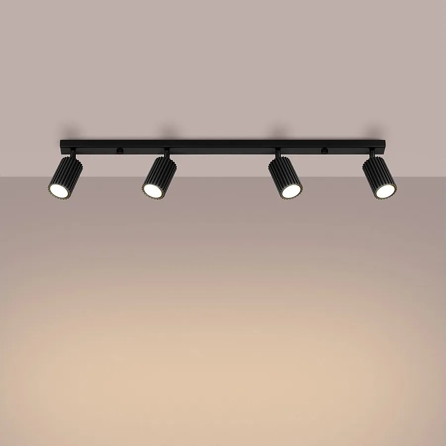 Lampa sufitowa minimalistyczny Gloow, aluminium - 4 źródło światła 3000K - L.81 x H.16.5 cm - czarny
