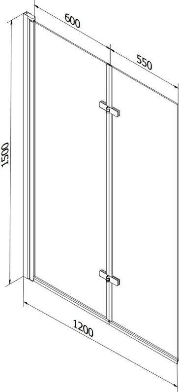 Mexen Castor parawan nawannowy 2-skrzydłowy 120 x 150 cm, szron, złoty - 892-120-002-50-30