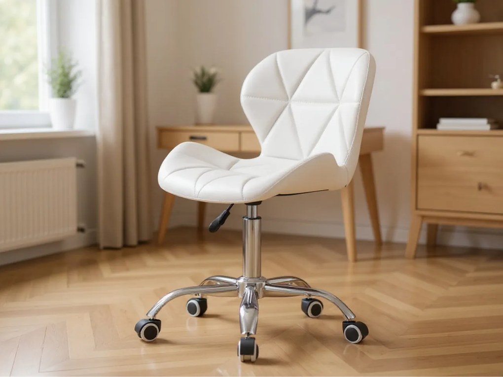 Krzesło biurowe AVOLA z ekoskóry, białe
