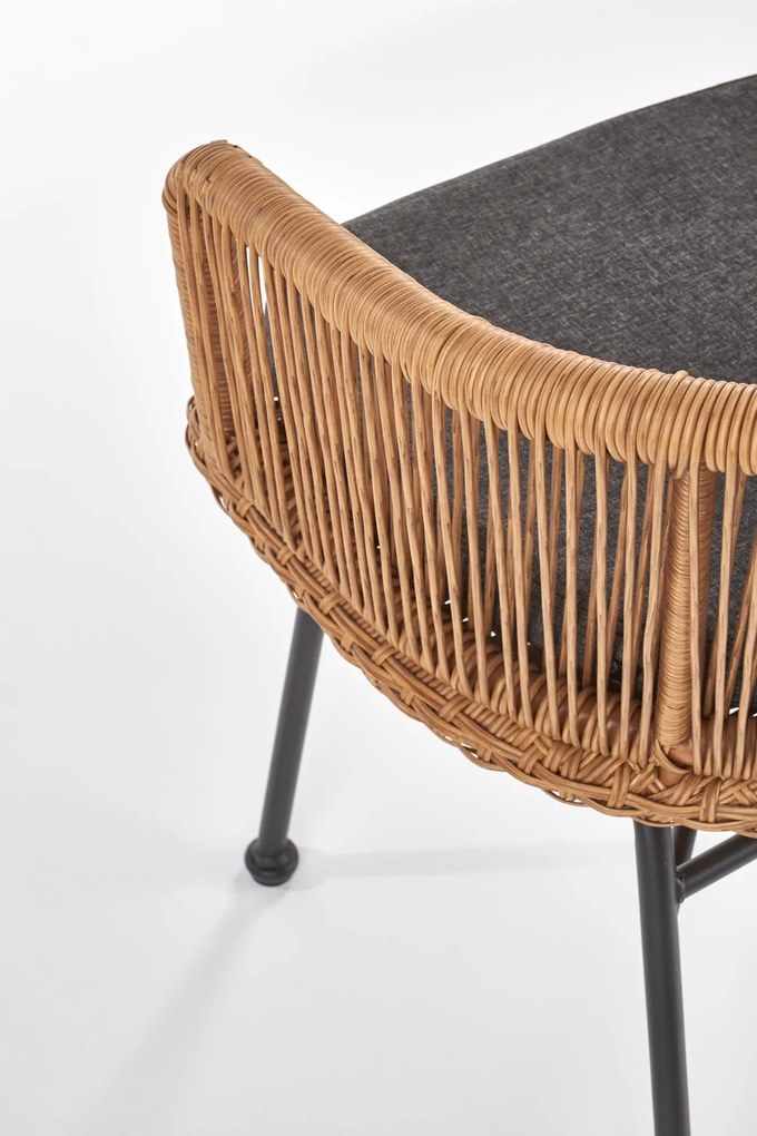 K400 krzesło czarny , naturalny, popielaty, rattan, tkanina, boho,