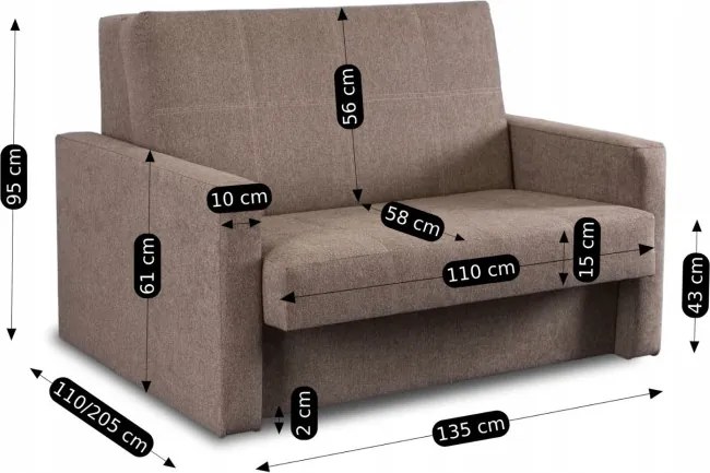 Fotel do Spania MILAN 2 Amerykanka Rozkładany Dwuosobowy Beżowy Nowoczesny