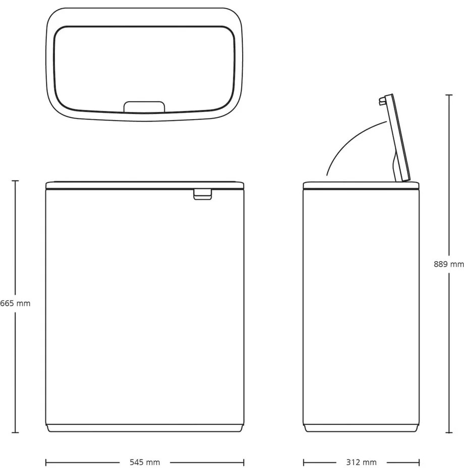 Biały stalowy kosz na śmieci do segregacji odpadów otwierany na dotyk 60 l Bo Touch Bin – Brabantia