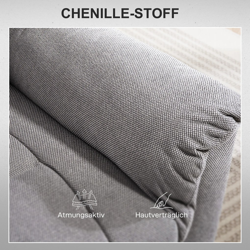 HOMCOM Fotel z Powerlift, Masujący z Funkcją Ciepła, Fotel z Podnóżkiem i Boczną Kieszenią, Obicie z Tkaniny, Ciemnoszary