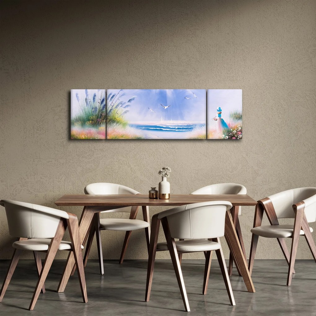 Obraz - Romantyczna plaża, obraz olejny (170x50 cm)