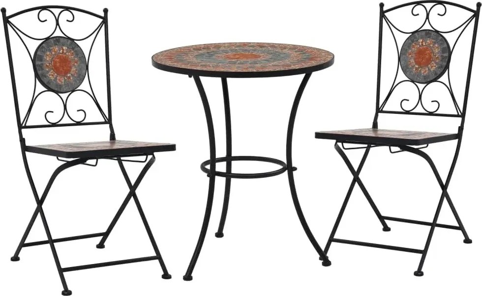 3-cz. szaro-pomarańczowy ceramiczny zestaw mebli bistro Z9-F12