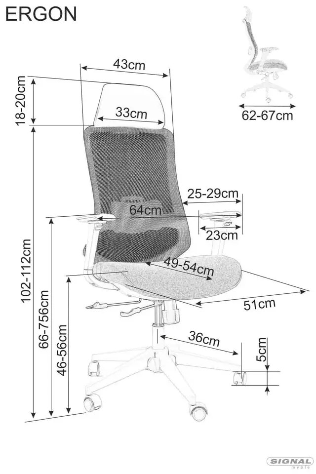 Fotel ergonomiczny Ergon czarny SIGNAL