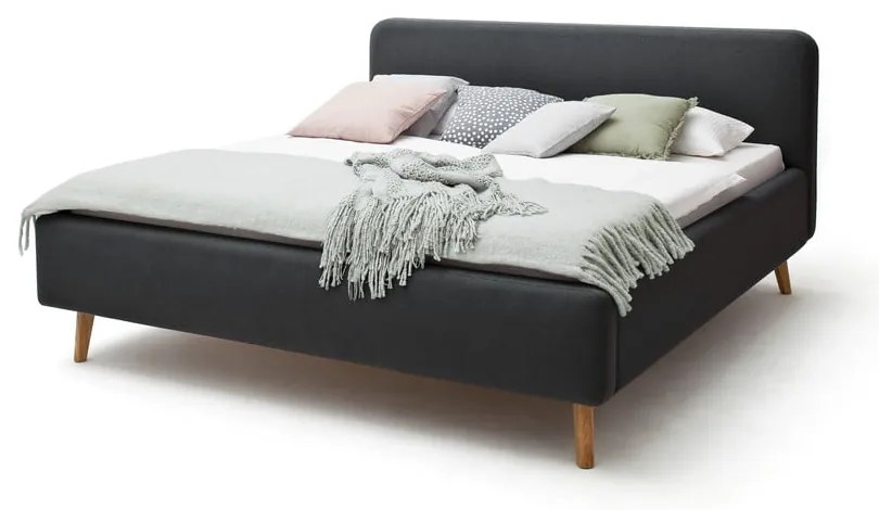Ciemnoszare tapicerowane łóżko dwuosobowe 180x200 cm Mattis – Meise Möbel