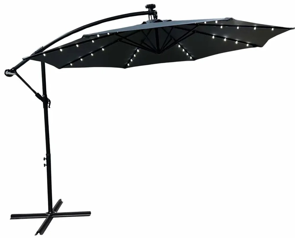 Ciemnoszary parasol do ogrodu z LED R9-C66