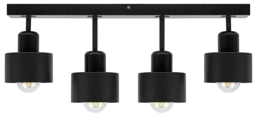 Czarna lampa sufitowa, czteropunktowy spot DSC60x7SC z drewna i metalu