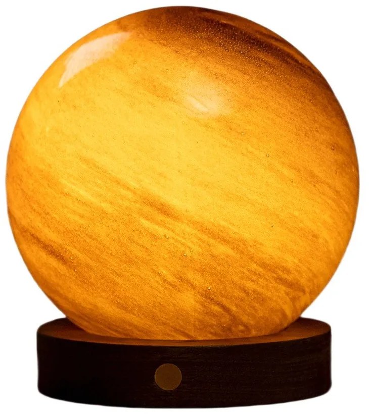 Lampa stołowa LED w ciemnym naturalnym kolorze ze szklanym kloszem (wysokość 13 cm) Sand Storm – Gingko