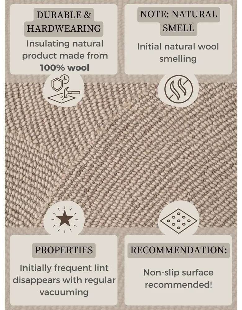 Beżowy wełniany dywan tkany ręcznie 120x180 cm Calmio – Hanse Home