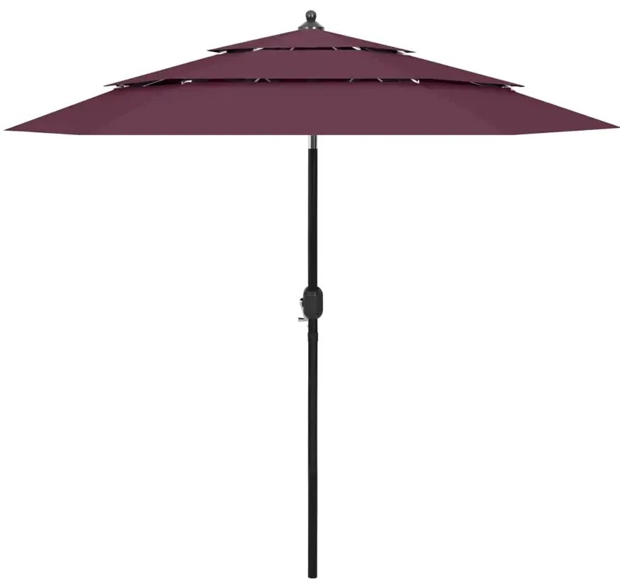 Bordowy parasol ogrodowy z aluminiowym słupkiem R1-M25
