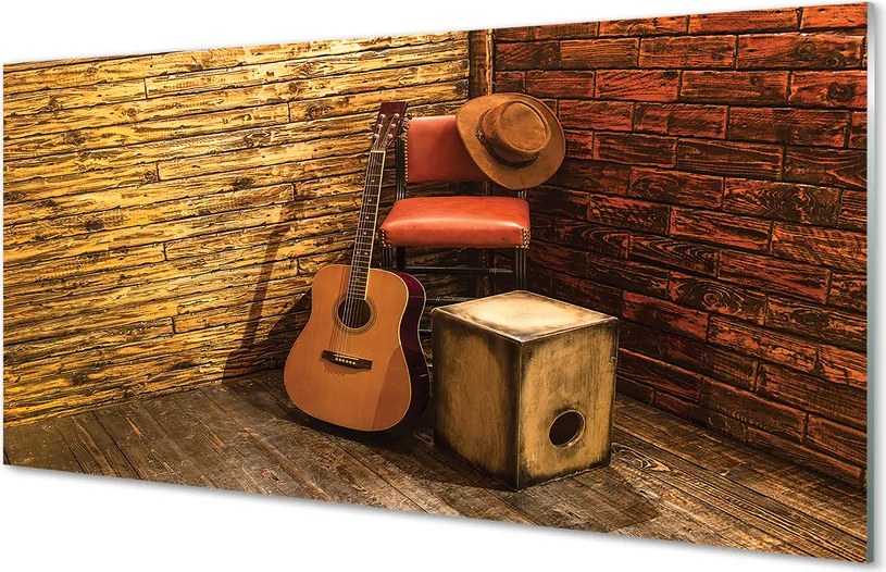 Szklany Panel Muzyczny Kącik z Gitarą