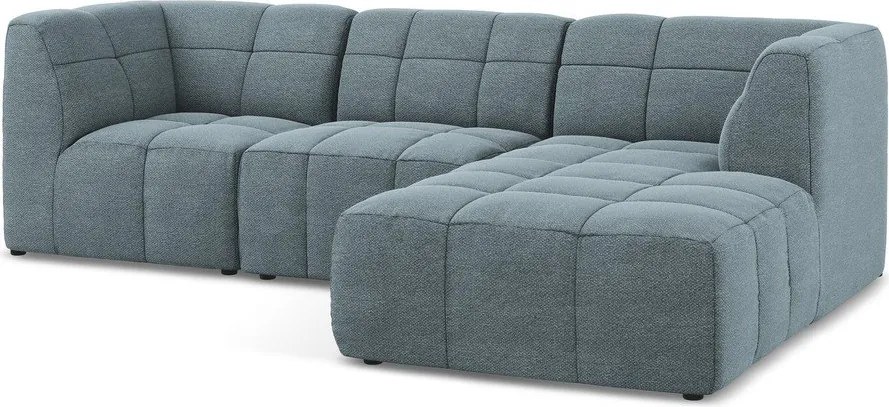 Niebieski narożnik z materiału bouclé (prawostronny/z szezlongiem) Aloha – Makamii