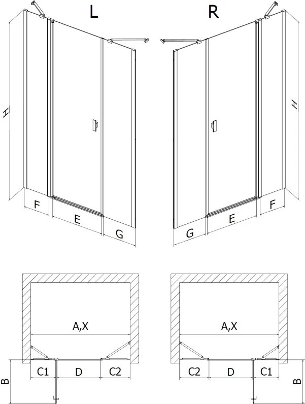 Mexen Mist drzwi prysznicowe uchylne prawe 145 cm, czarna ramka, czarne - 8A4-145-001-70-70-P