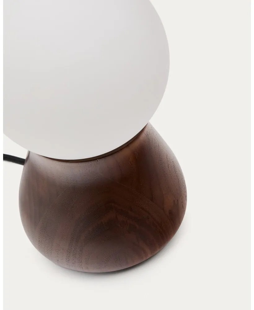 Ciemnobrązowa lampa stołowa z litego drewna kauczukowego (wysokość 26 cm) Okeni – Kave Home